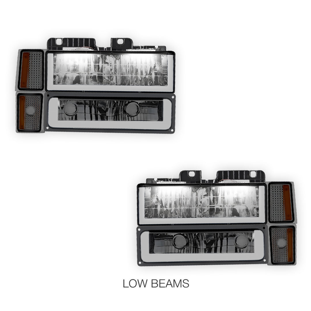 GMC K1500 Scottsdale / Silverado / Sport (1994 - 1999) U - LED Bar DRL Headlights LH + RH