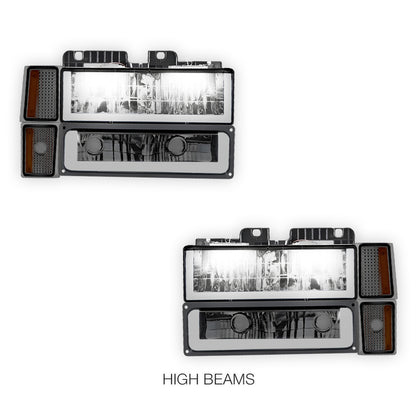 GMC K1500 Scottsdale / Silverado / Sport (1994 - 1999) U - LED Bar DRL Headlights LH + RH