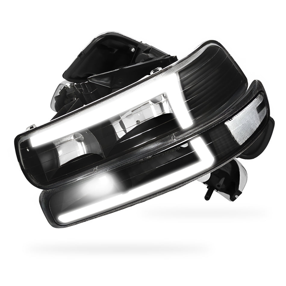 Chevrolet Silverado 2500 LS / LT / HD Classic (1999 - 2002) L-Pattern 3D LED DRL Headlights LH + RH