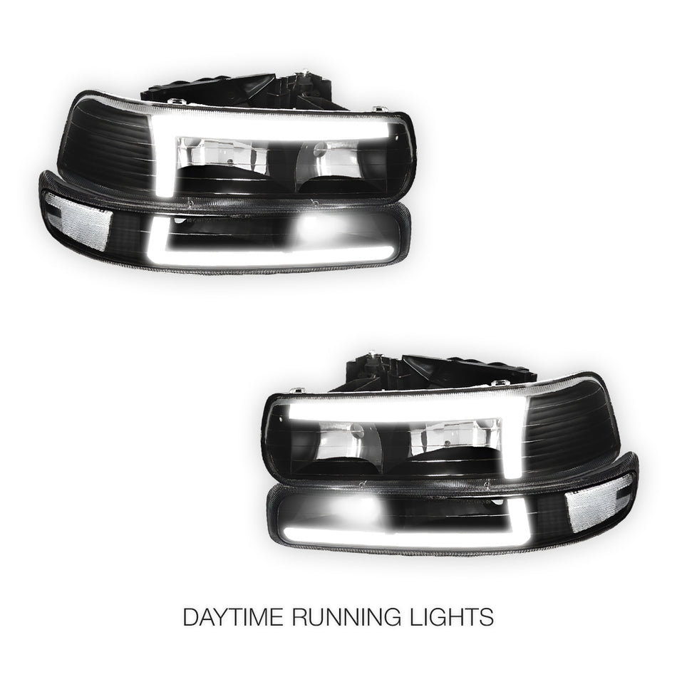 Chevrolet Silverado 2500 LS / LT / HD Classic (1999 - 2002) L-Pattern 3D LED DRL Headlights LH + RH