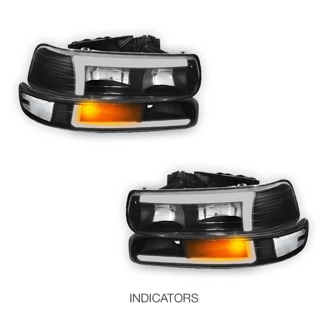 Chevrolet Silverado 2500 LS / LT / HD Classic (1999 - 2002) L-Pattern 3D LED DRL Headlights LH + RH
