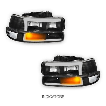 Chevrolet Silverado 2500 LS / LT / HD Classic (1999 - 2002) L-Pattern 3D LED DRL Headlights LH + RH