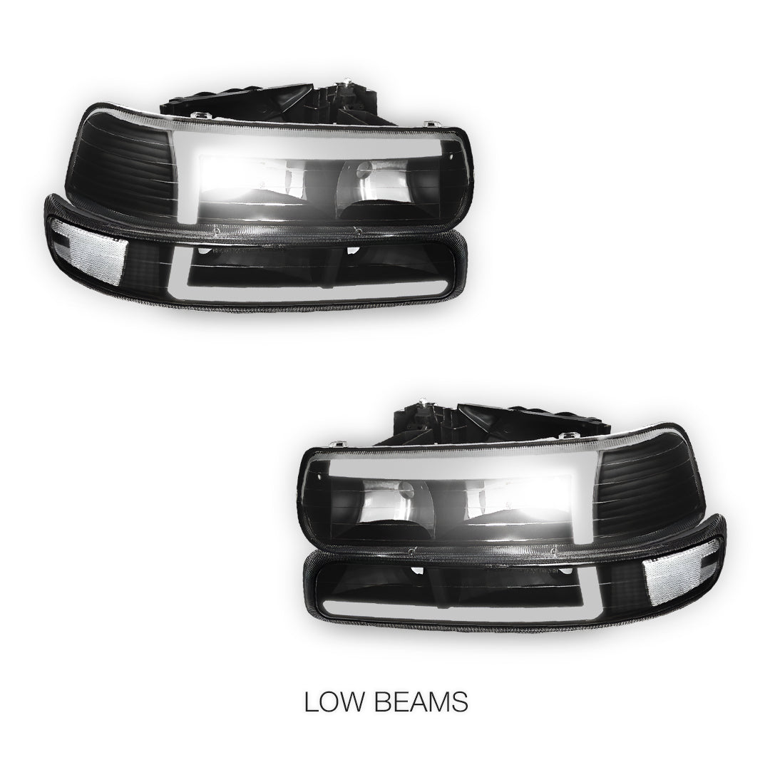 Chevrolet Silverado 2500 LS / LT / HD Classic (1999 - 2002) L-Pattern 3D LED DRL Headlights LH + RH