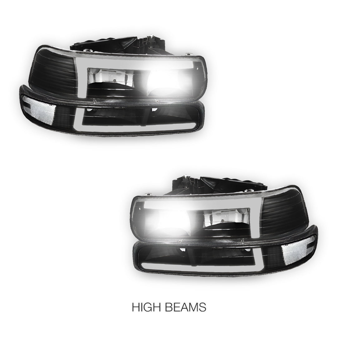 Chevrolet Silverado 2500 LS / LT / HD Classic (1999 - 2002) L-Pattern 3D LED DRL Headlights LH + RH