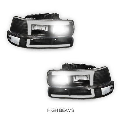 Chevrolet Silverado 2500 LS / LT / HD Classic (1999 - 2002) L-Pattern 3D LED DRL Headlights LH + RH