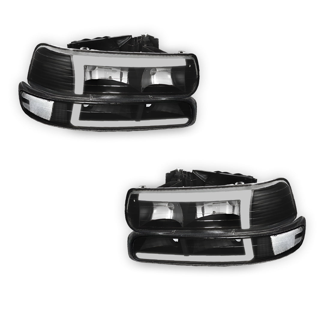 Chevrolet Silverado 2500 LS / LT / HD Classic (1999 - 2002) L-Pattern 3D LED DRL Headlights LH + RH