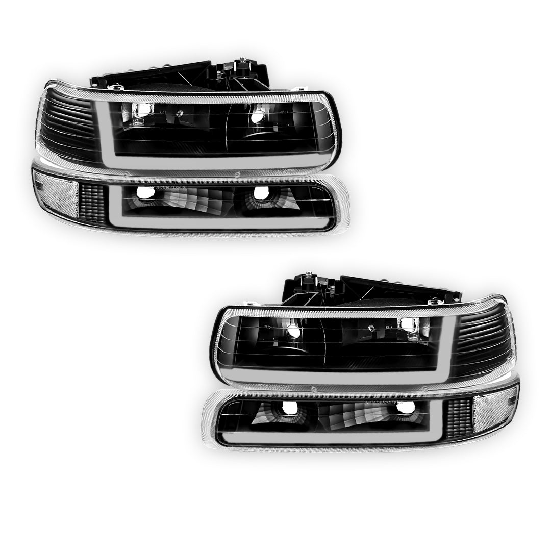 Chevrolet Silverado 2500 LS / LT / HD Classic  (1999 - 2002) Dual LED L-Pattern Switchback Headlights LH + RH