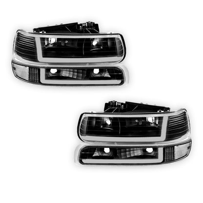 Chevrolet Silverado 2500 LS / LT / HD Classic  (1999 - 2002) Dual LED L-Pattern Switchback Headlights LH + RH