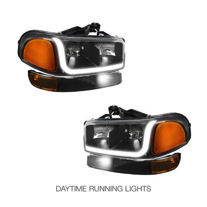 GMC Sierra 2500 SL / SLE / SLT (1999 - 2004) LED DRL Headlights LH + RH
