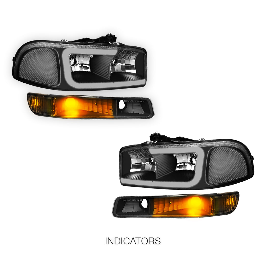 GMC Sierra 3500 SL / SLE / SLT (2001 - 2007) Pair LED DRL Headlights LH + RH