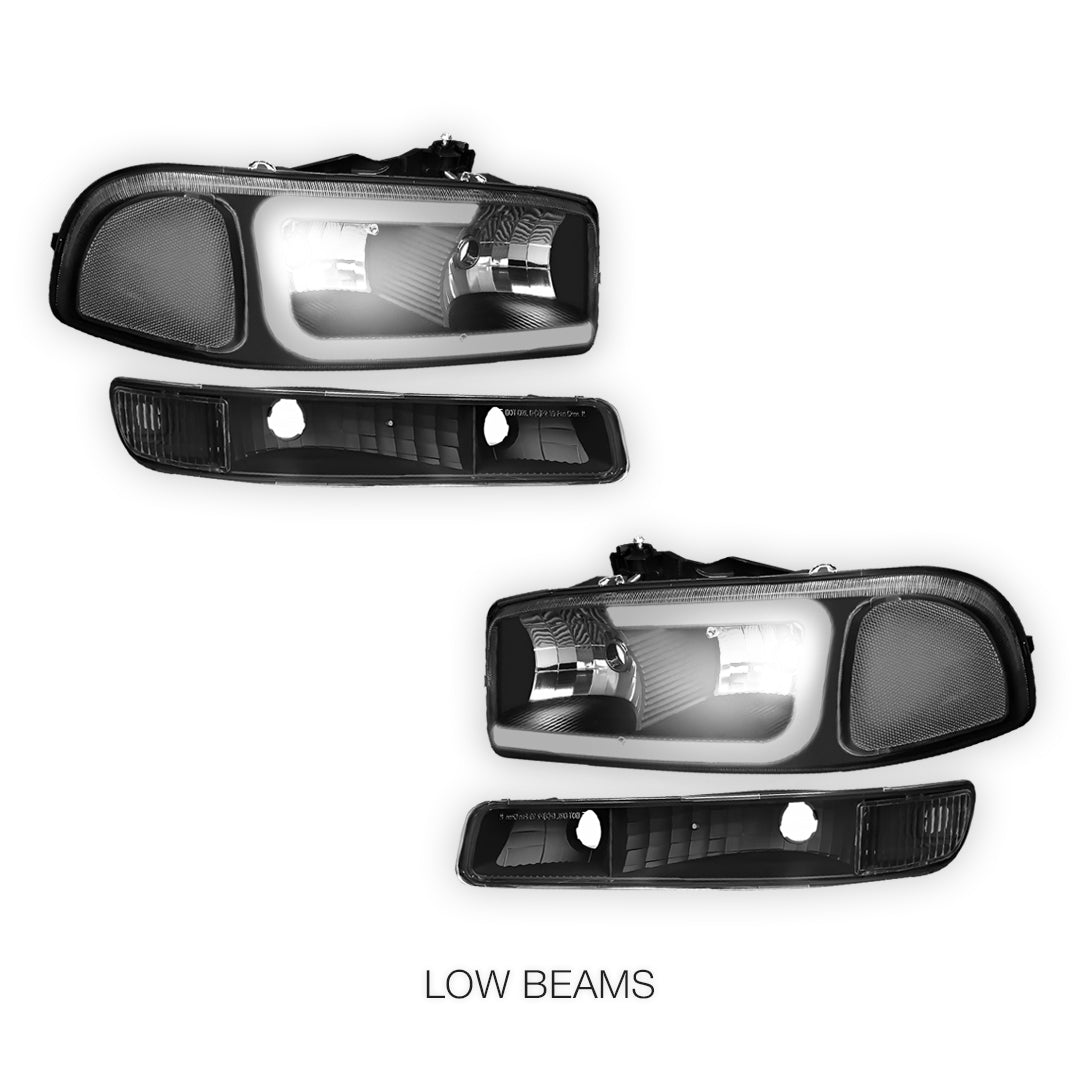 GMC Sierra 3500 SL / SLE / SLT (2001 - 2007) Pair LED DRL Headlights LH + RH