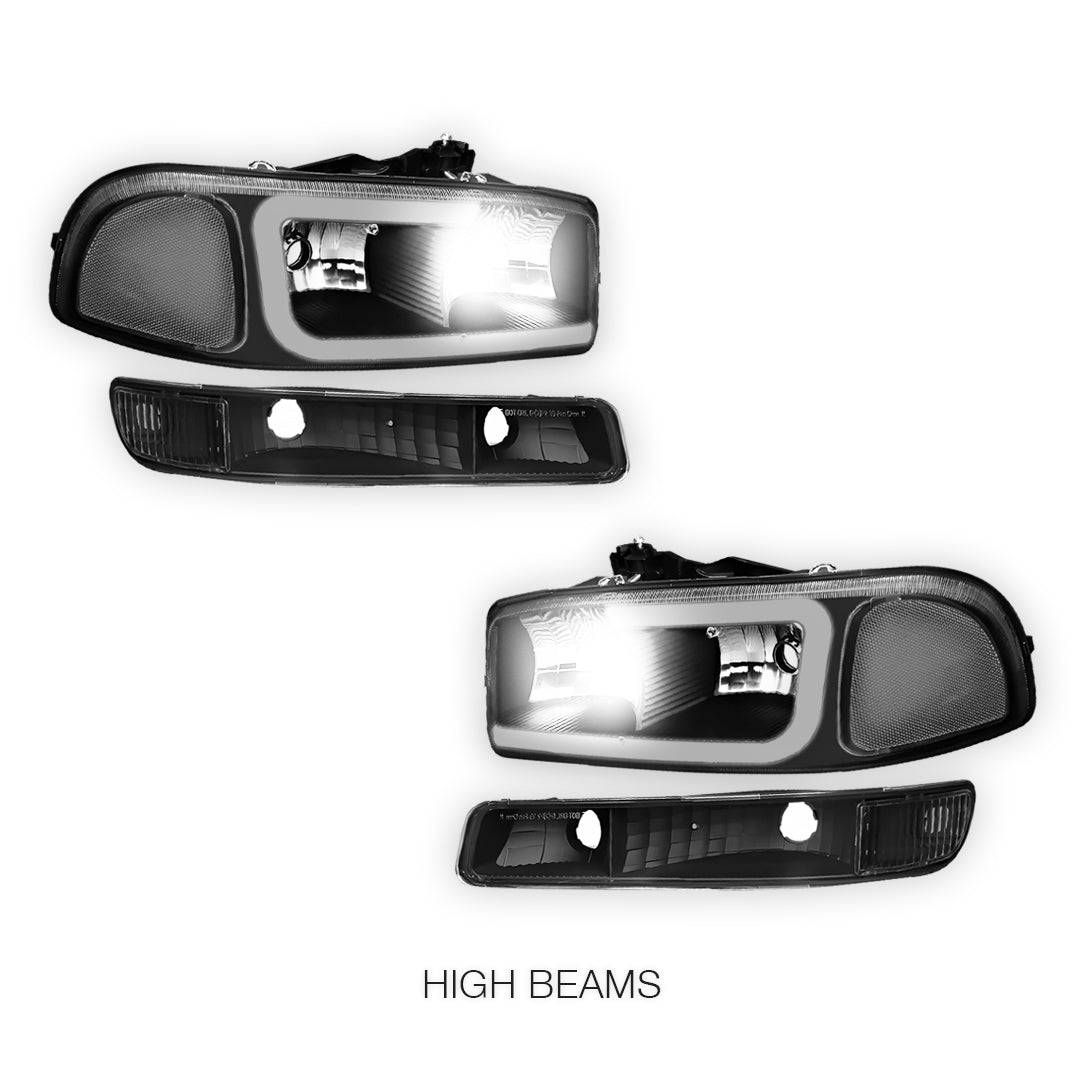 GMC Sierra 3500 SL / SLE / SLT (2001 - 2007) Pair LED DRL Headlights LH + RH