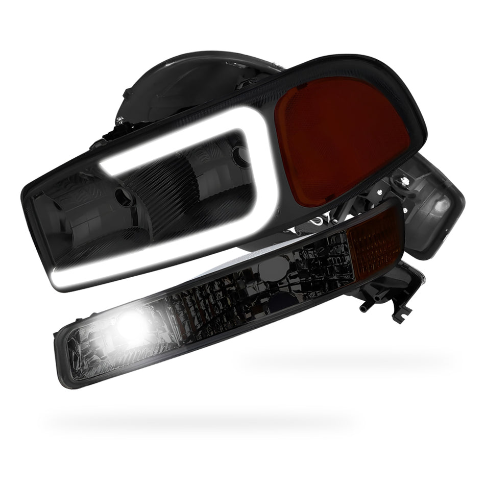 GMC Sierra 3500 SL / SLE / SLT (2001 - 2007) Pair LED DRL Headlights LH + RH