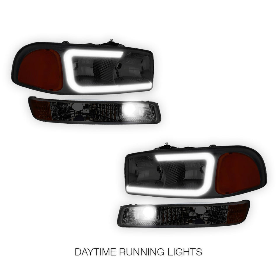 GMC Sierra 3500 SL / SLE / SLT (2001 - 2007) Pair LED DRL Headlights LH + RH