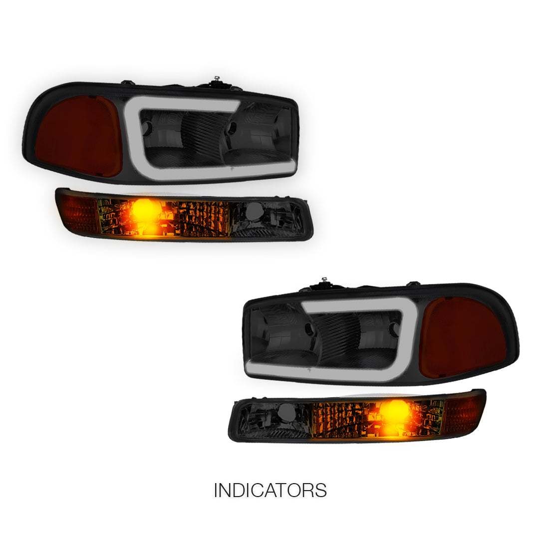 GMC Sierra 3500 SL / SLE / SLT (2001 - 2007) Pair LED DRL Headlights LH + RH