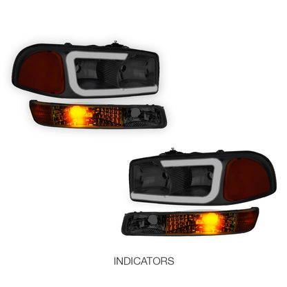 GMC Sierra 3500 SL / SLE / SLT (2001 - 2007) Pair LED DRL Headlights LH + RH