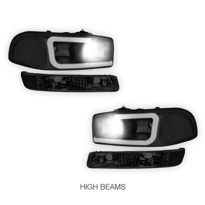 GMC Sierra 3500 SL / SLE / SLT (2001 - 2007) Pair LED DRL Headlights LH + RH