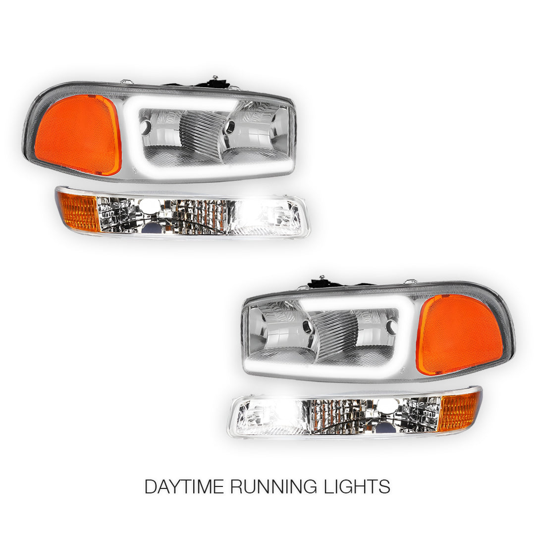 GMC Sierra 3500 SL / SLE / SLT (2001 - 2007) Pair LED DRL Headlights LH + RH
