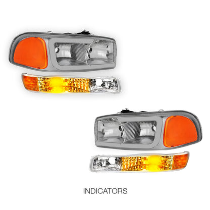 GMC Sierra 3500 SL / SLE / SLT (2001 - 2007) Pair LED DRL Headlights LH + RH