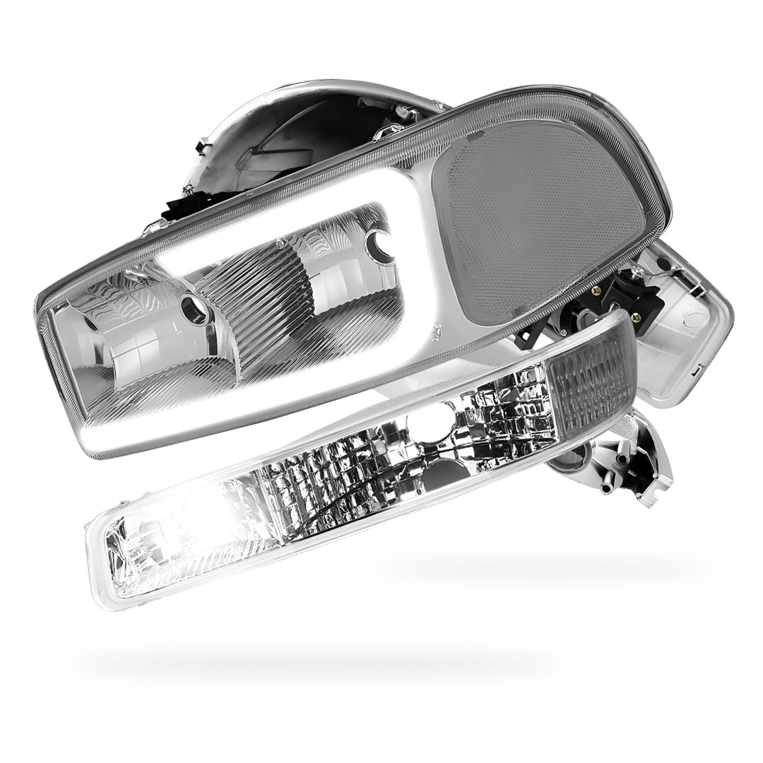 GMC Sierra 3500 SL / SLE / SLT (2001 - 2007) Pair LED DRL Headlights LH + RH
