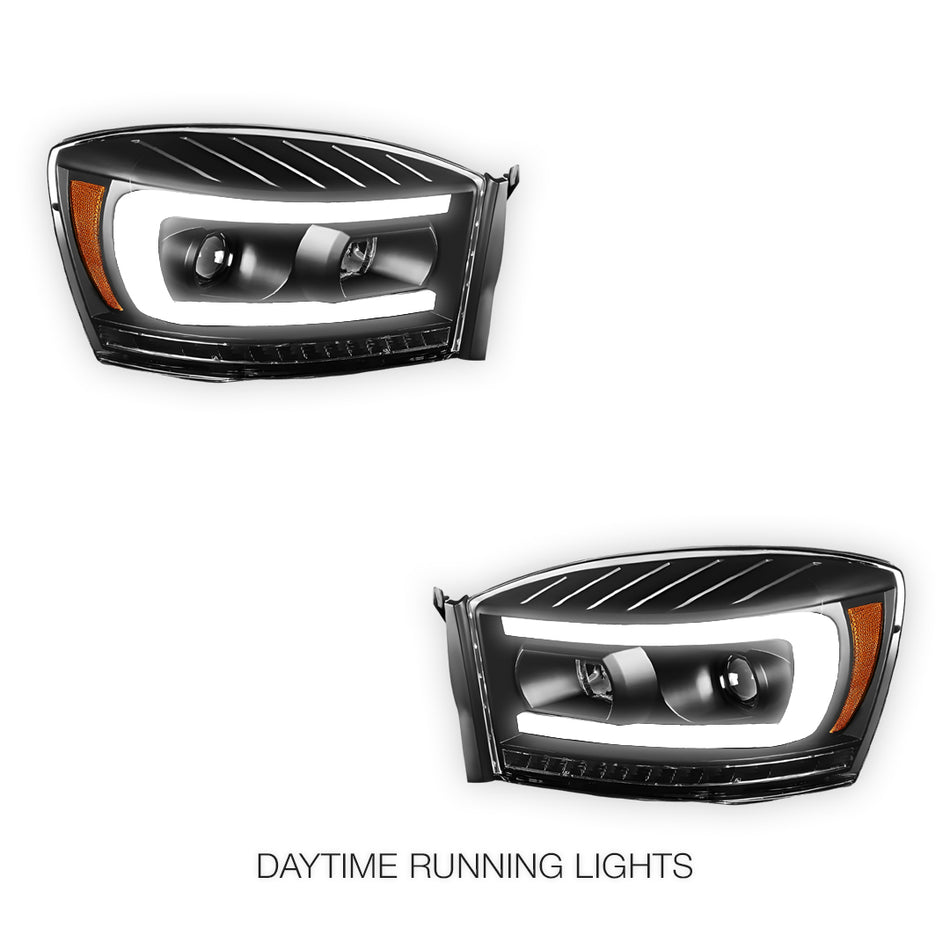 Dodge RAM 3500 (2006 - 2009) LED DRL Sequential Signal Projector Headlights LH + RH