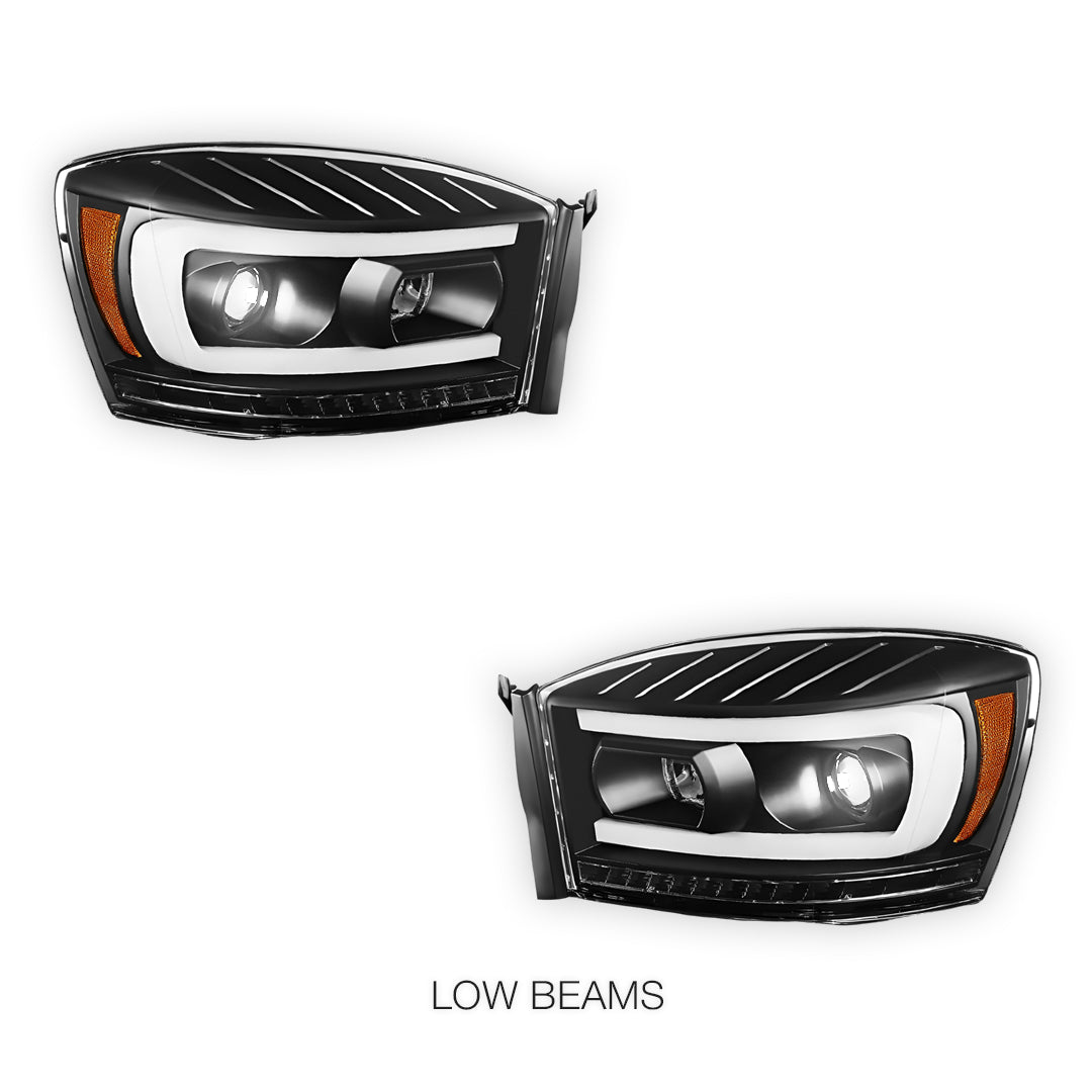 Dodge RAM 3500 (2006 - 2009) LED DRL Sequential Signal Projector Headlights LH + RH