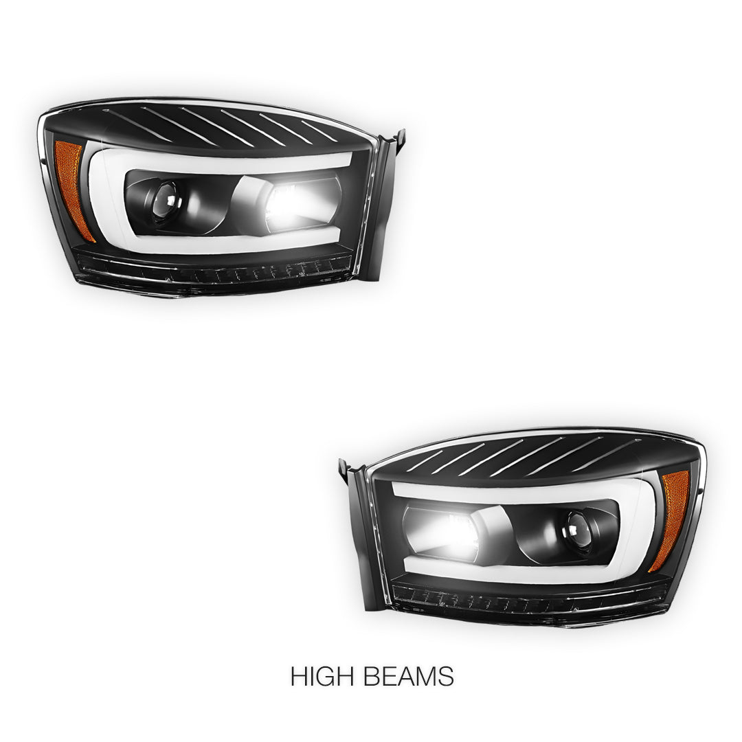 Dodge RAM 3500 (2006 - 2009) LED DRL Sequential Signal Projector Headlights LH + RH