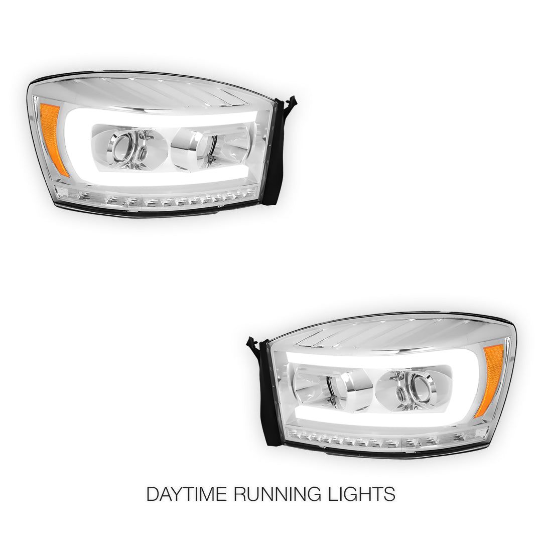 Dodge RAM 3500 (2006 - 2009) LED DRL Sequential Signal Projector Headlights LH + RH