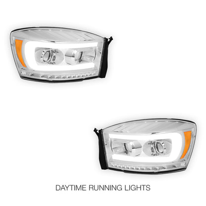 Dodge RAM 3500 (2006 - 2009) LED DRL Sequential Signal Projector Headlights LH + RH