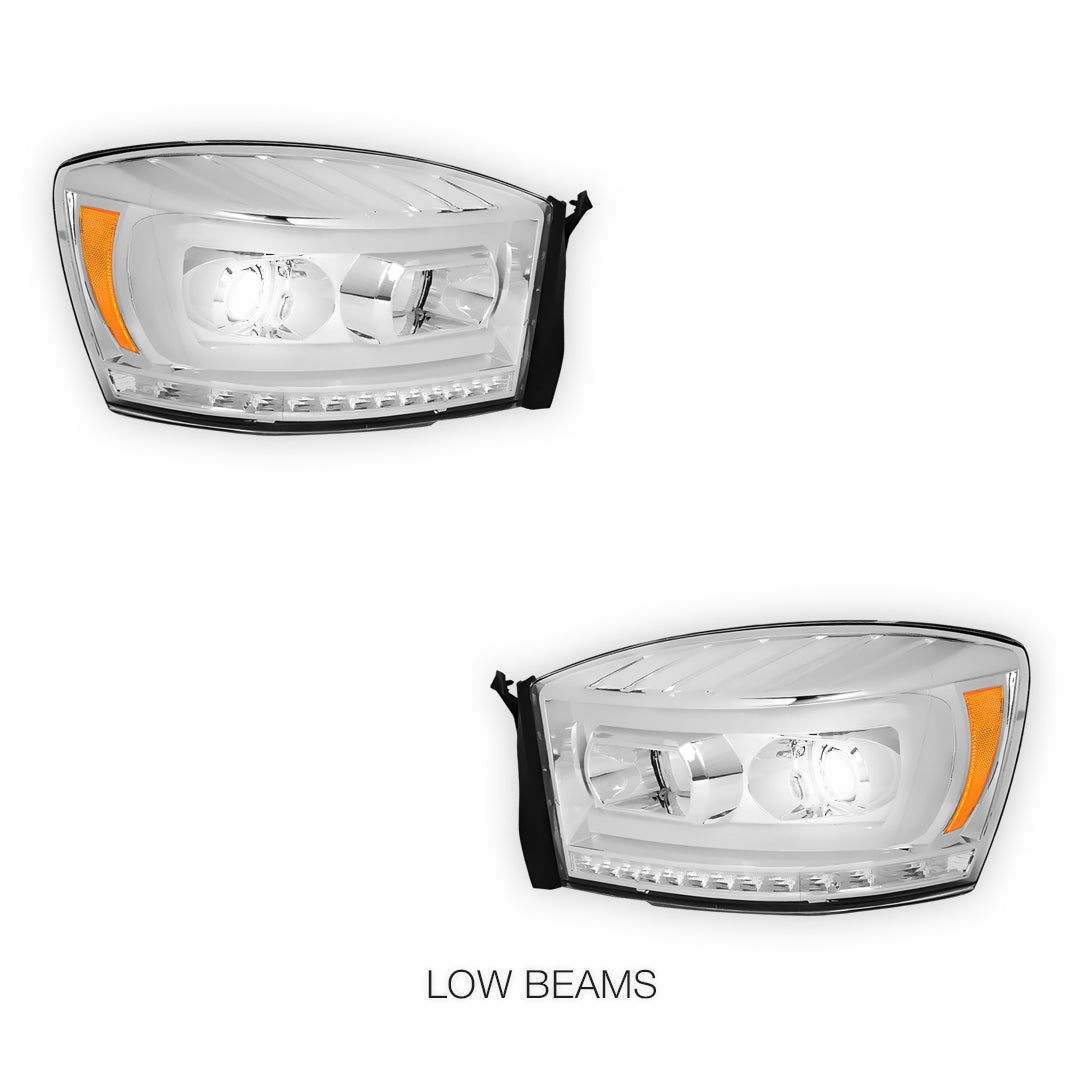 Dodge RAM 3500 (2006 - 2009) LED DRL Sequential Signal Projector Headlights LH + RH