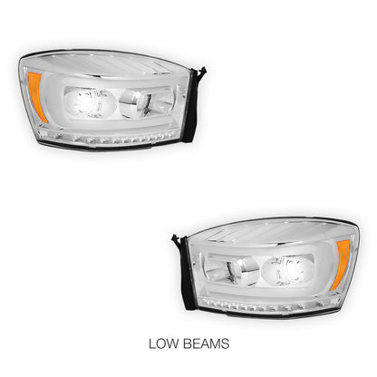 Dodge RAM 3500 (2006 - 2009) LED DRL Sequential Signal Projector Headlights LH + RH