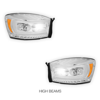 Dodge RAM 3500 (2006 - 2009) LED DRL Sequential Signal Projector Headlights LH + RH