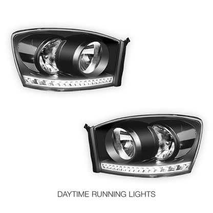 Dodge RAM 3500 (2006 - 2009) LED DRL Strip Front Driving Headlights LH + RH