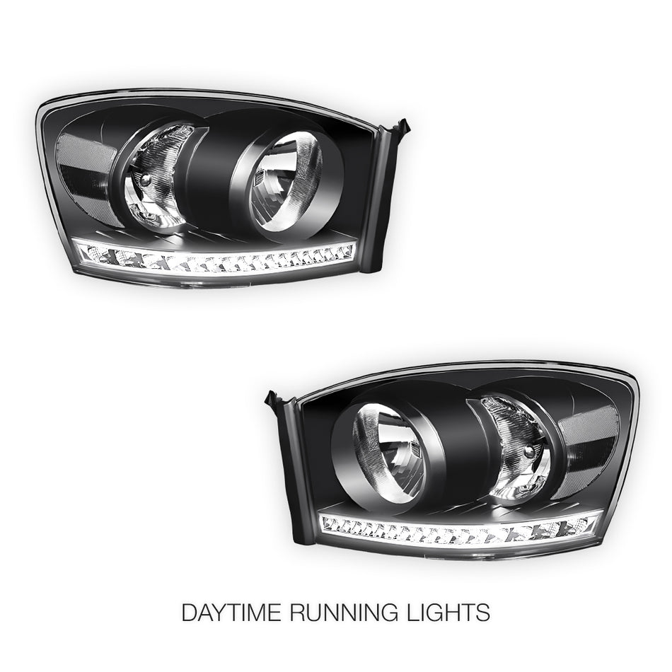 Dodge RAM 3500 (2006 - 2009) LED DRL Strip Front Driving Headlights LH + RH