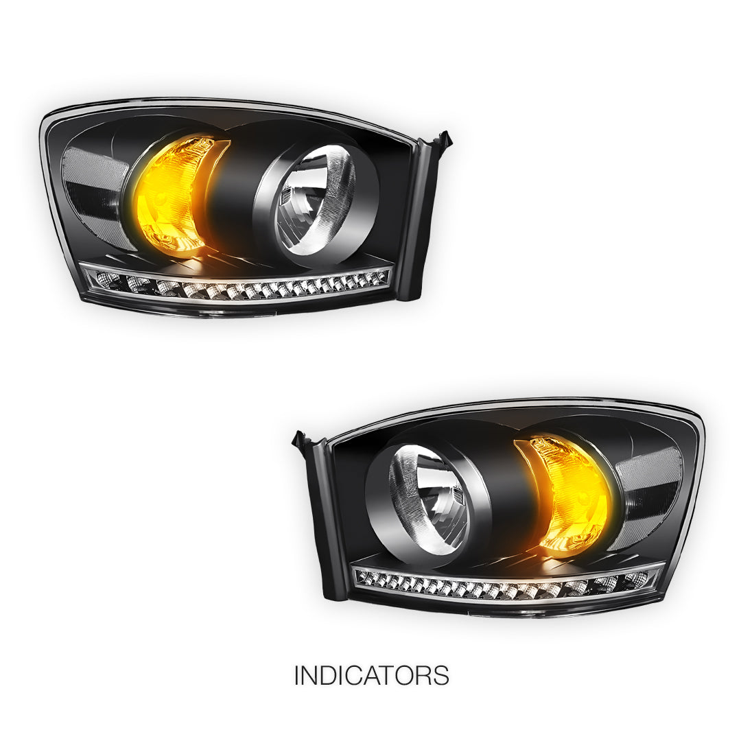 Dodge RAM 3500 (2006 - 2009) LED DRL Strip Front Driving Headlights LH + RH