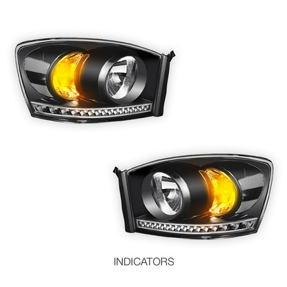 Dodge RAM 3500 (2006 - 2009) LED DRL Strip Front Driving Headlights LH + RH