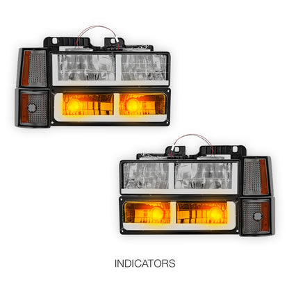 GMC C2500 Suburban Denali / SLE / SLT (1994 - 1999) F - LED Bar DRL Headlights LH + RH