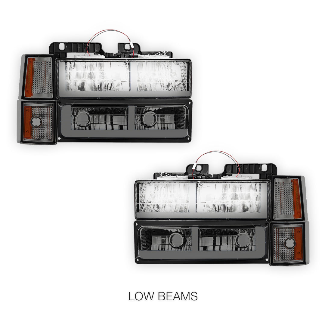 GMC C2500 Suburban Denali / SLE / SLT (1994 - 1999) F - LED Bar DRL Headlights LH + RH