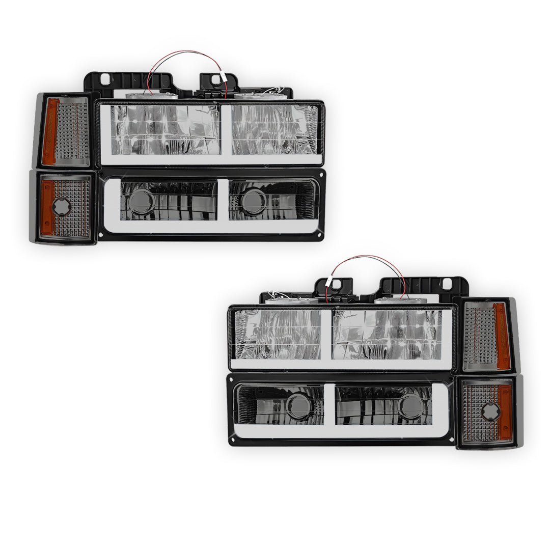 GMC C2500 Suburban Denali / SLE / SLT (1994 - 1999) F - LED Bar DRL Headlights LH + RH