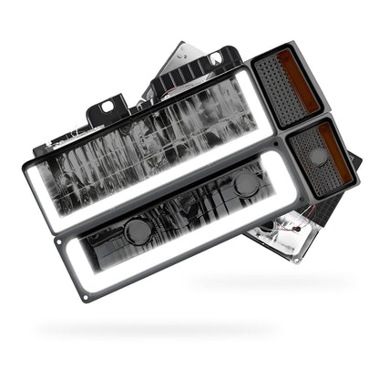 GMC C2500 Suburban Denali / SLE / SLT (1994 - 1999) U - LED Bar DRL Headlights LH + RH