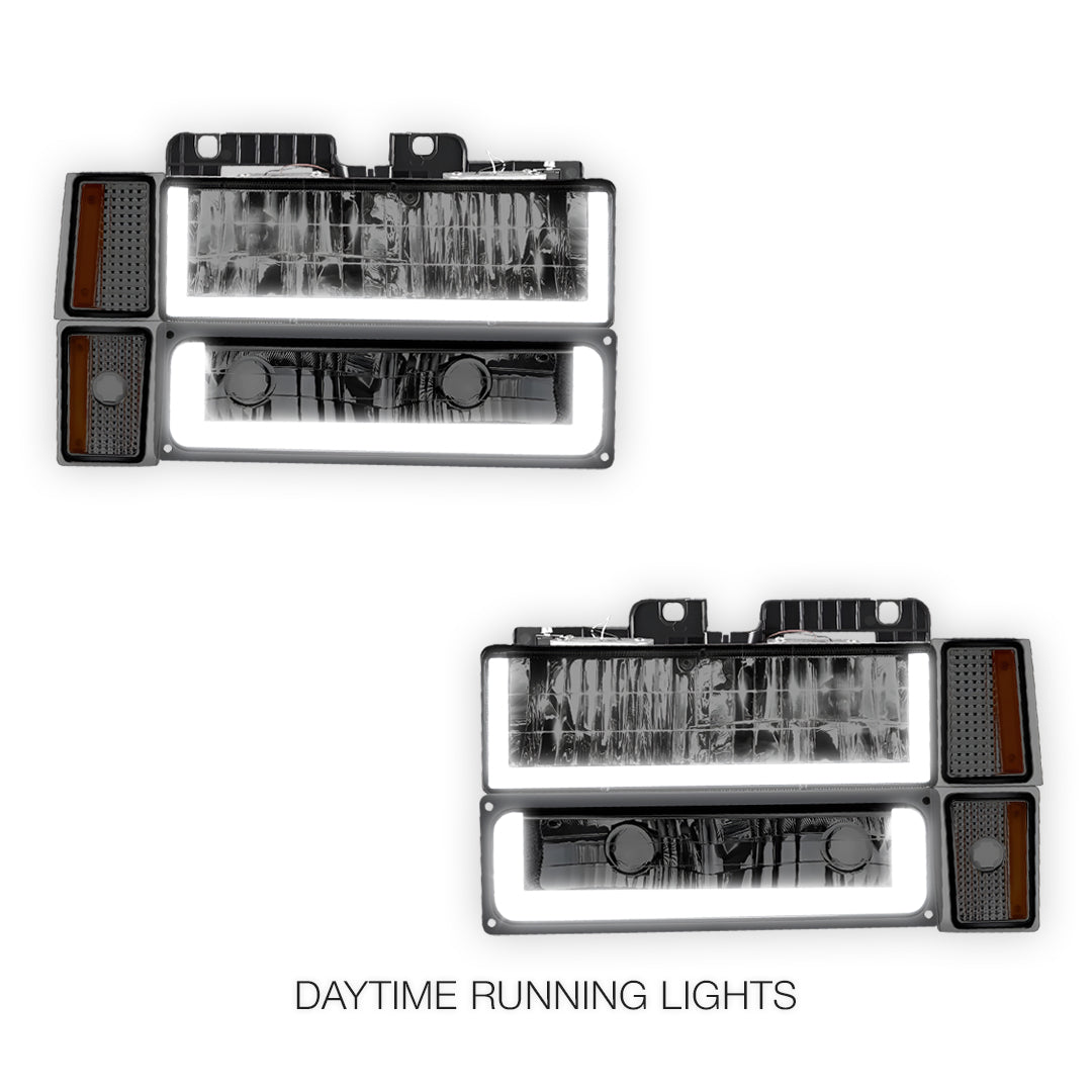 GMC C2500 Suburban Denali / SLE / SLT (1994 - 1999) U - LED Bar DRL Headlights LH + RH