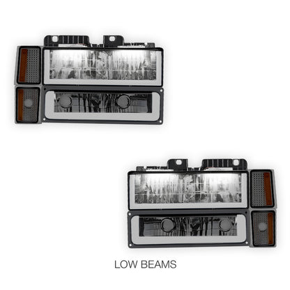 GMC C2500 Suburban Denali / SLE / SLT (1994 - 1999) U - LED Bar DRL Headlights LH + RH
