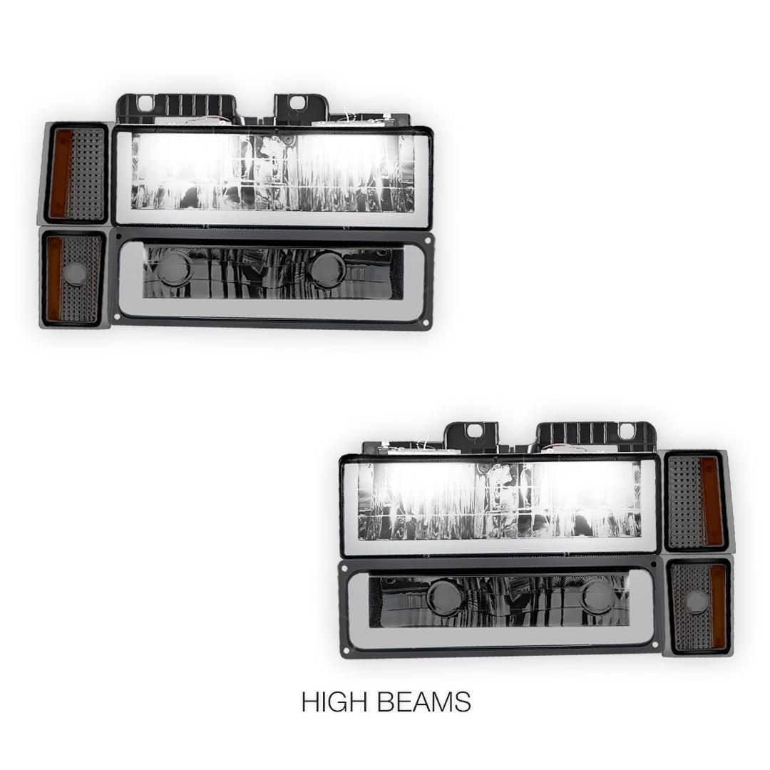 GMC C2500 Suburban Denali / SLE / SLT (1994 - 1999) U - LED Bar DRL Headlights LH + RH
