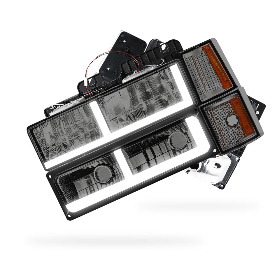 GMC C3500 Cheyenne / Scottsdale / Silverado (1994 - 2000) F - LED Bar DRL Headlights LH + RH