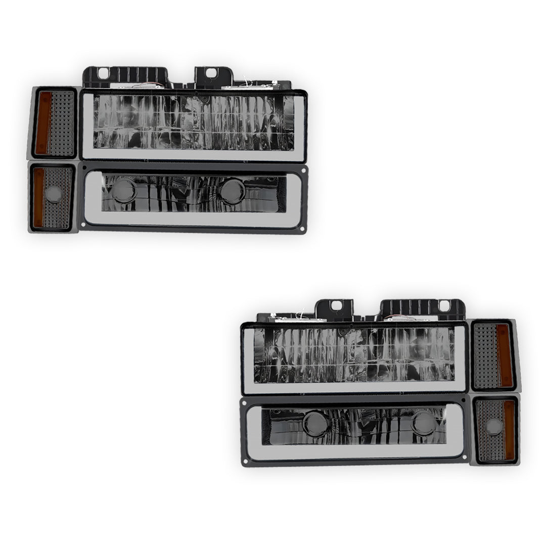 GMC C3500 Cheyenne / Scottsdale / Silverado (1994 - 2000) U - LED Bar DRL Headlights LH + RH