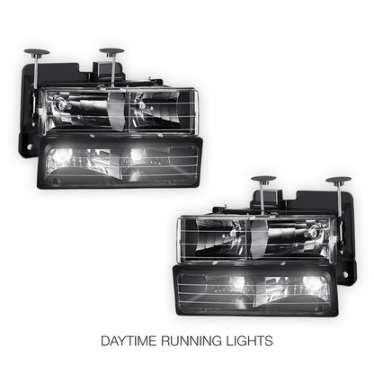 GMC K1500 Suburban SLE / SLT (1992 - 1999) Pick-Up Headlights and Bumper Lamp LH + RH