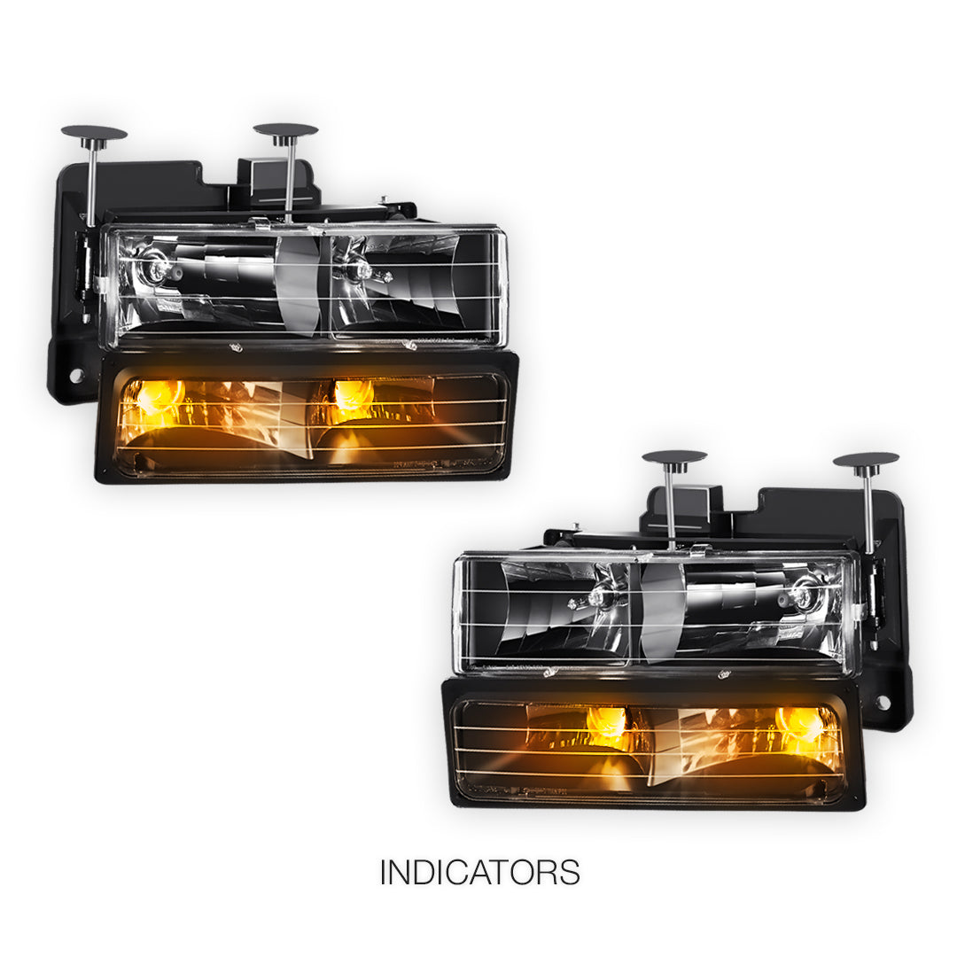 GMC K1500 Suburban SLE / SLT (1992 - 1999) Pick-Up Headlights and Bumper Lamp LH + RH