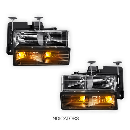 GMC K1500 Suburban SLE / SLT (1992 - 1999) Pick-Up Headlights and Bumper Lamp LH + RH