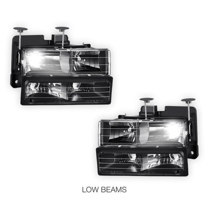 GMC K1500 Suburban SLE / SLT (1992 - 1999) Pick-Up Headlights and Bumper Lamp LH + RH