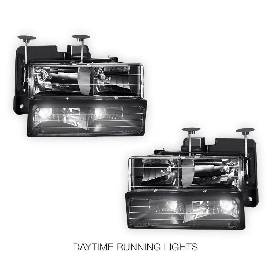 GMC Yukon SLE / SLT (1992 - 1999) Pick-Up Headlights and Bumper Lamp LH + RH